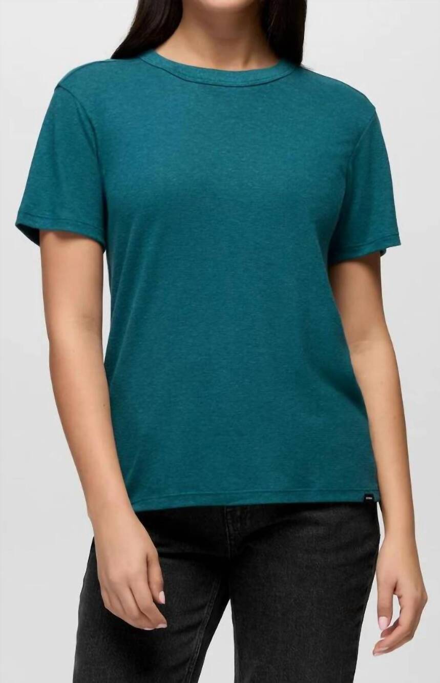 NEW PRANA cozy up short sleeve crewneck tee in blue coral